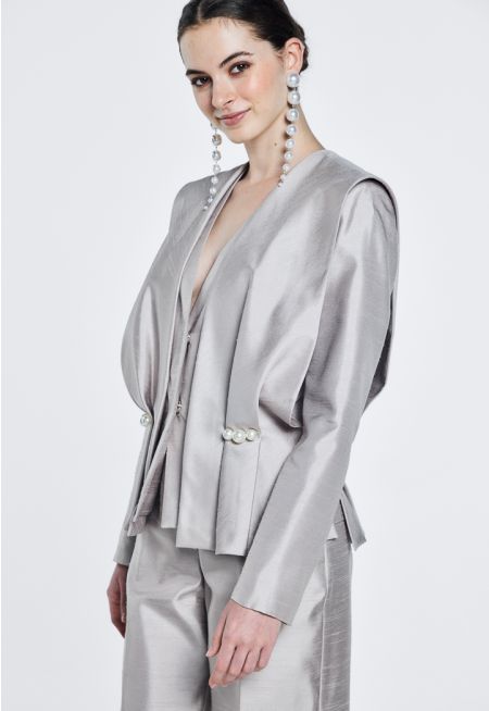 Pearl Embellished Overlay Jacket