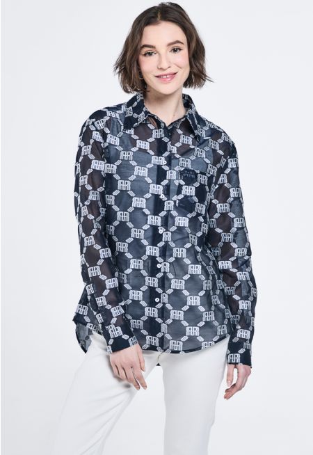 Monogram Jacquard Sheer Shirt