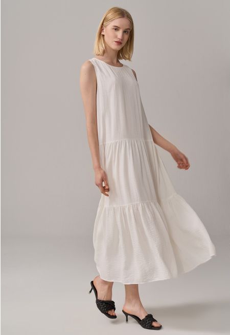 Solid Maxi Layered Sleeveless Dress