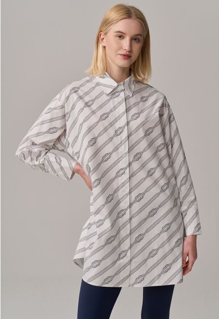 Contrast Monogram Drop Shoulder Shirt