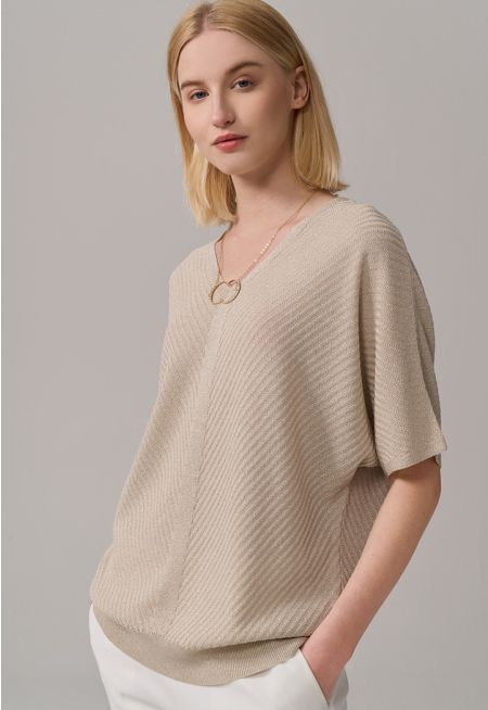 Short Dolman Sleeves Lurex Blouse