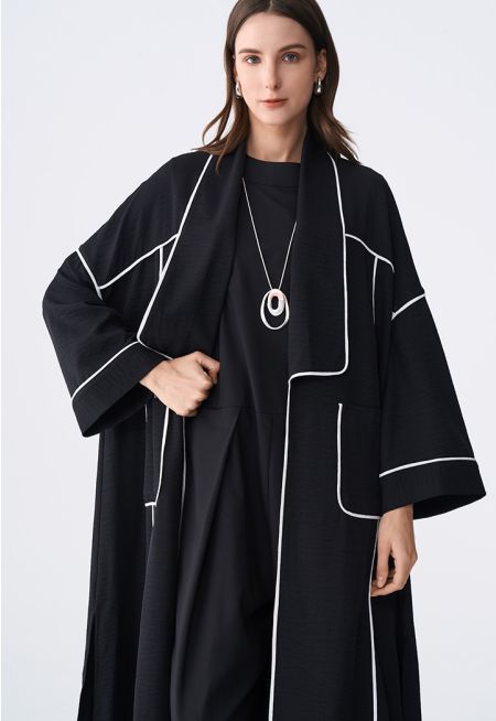 135 cm Contrast Drop Shoulder Abaya- Ramadan Style