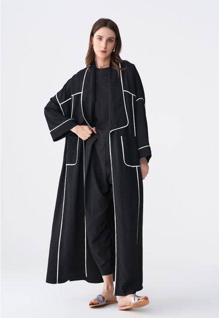 145 cm Contrast Drop Shoulder Abaya- Ramadan Style