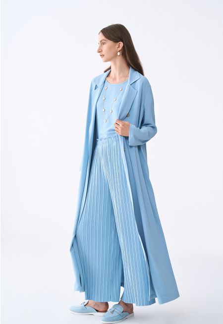 Crinkled Buttoned Embellished Maxi Abaya