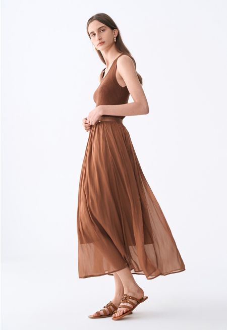 Sparkly Flared Maxi Skirt