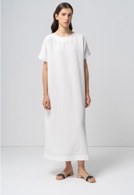 Solid Continuous Short Sleeves Maxi Dress