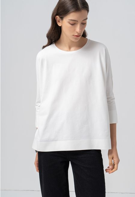 Solid Three Quarter Sleeves Blouse