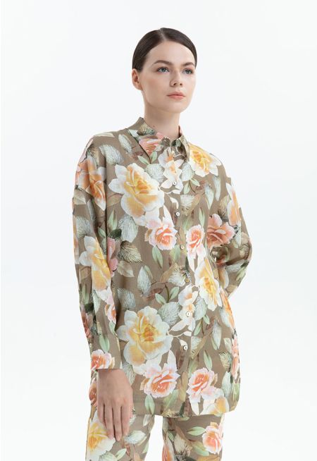 Floral Round Buttom Shirt -Sale