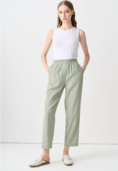 Textured Relaxed Fit Solid Trouser