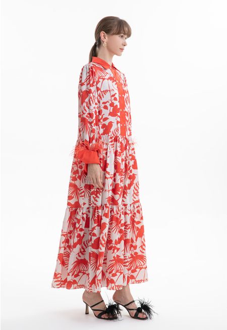 Leaf Tiered Printed Maxi Dress -Sale