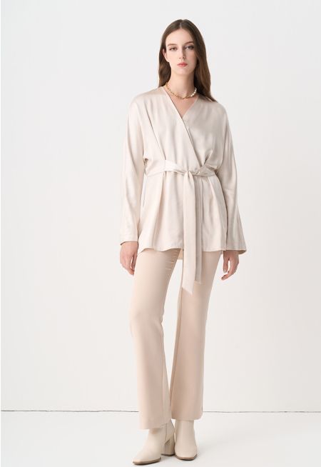 Solid Flared High Waist Trouser
