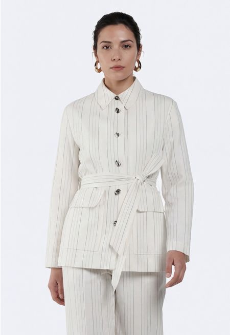 Striped Belted Jacket