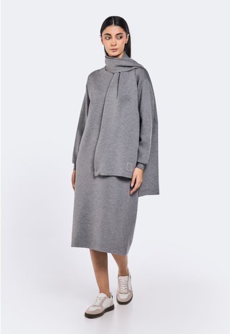 Solid Knitted Midi Dress
