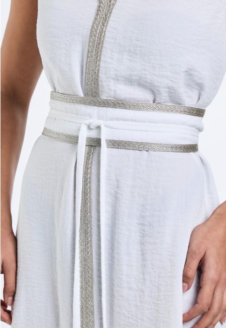 Lace Embellished Tie Belt