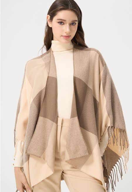 Classic Checkered Winter Poncho