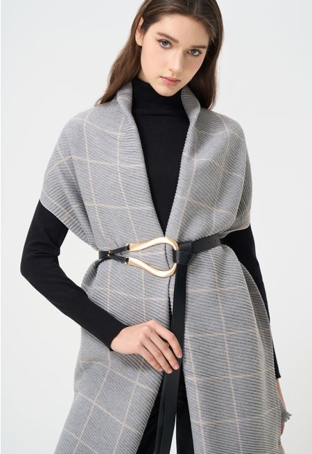 Striped Pleated Winter Shawl