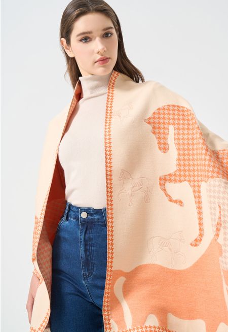 Houndstooth Patterned Pashmina Scarf