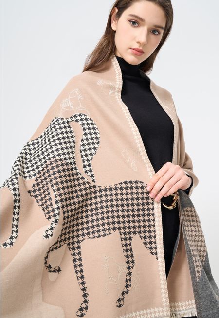 Houndstooth Patterned Pashmina Scarf