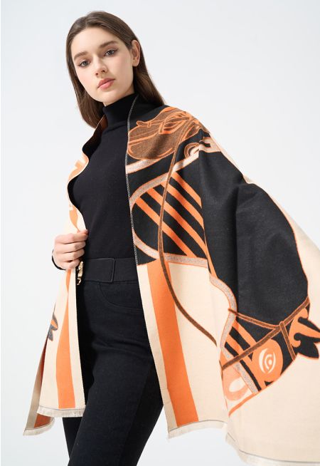 Horses Patterned Pashmina Scarf