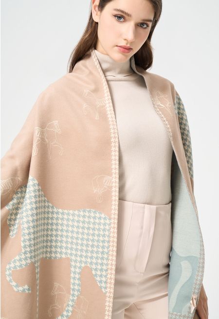 Houndstooth Patterned Pashmina Scarf