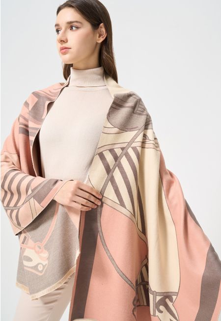 Horses Patterned Pashmina Scarf
