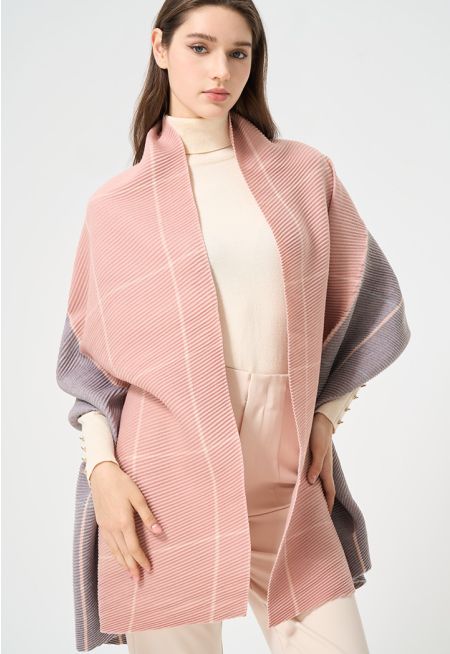 Striped Pleated Winter Shawl