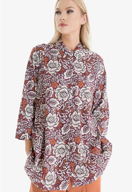Tapestry Printed Oversized Shirt -Sale