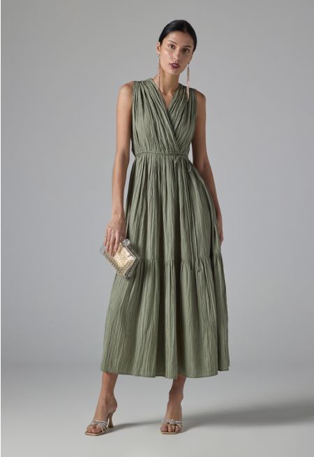 Solid Pleated Sleeveless Dress - Ramadan Style