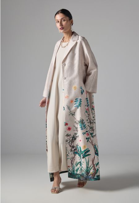 Floral Print Maxi Belted Jacket - Ramadan Style