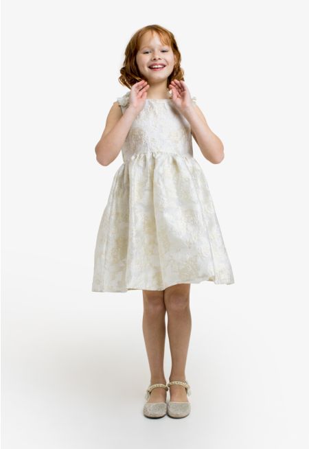 Sleeveless Floral Shoulder Embellishment Dress