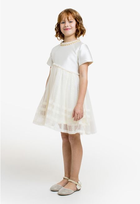 Solid Tulle Skirt Dress