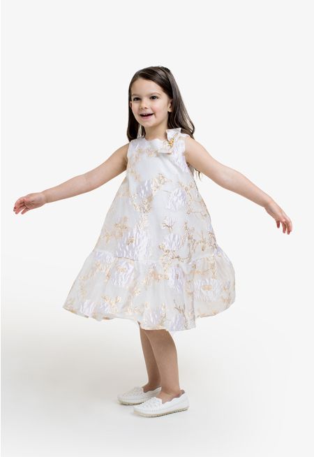 Sleeveless Floral Metallic Dress
