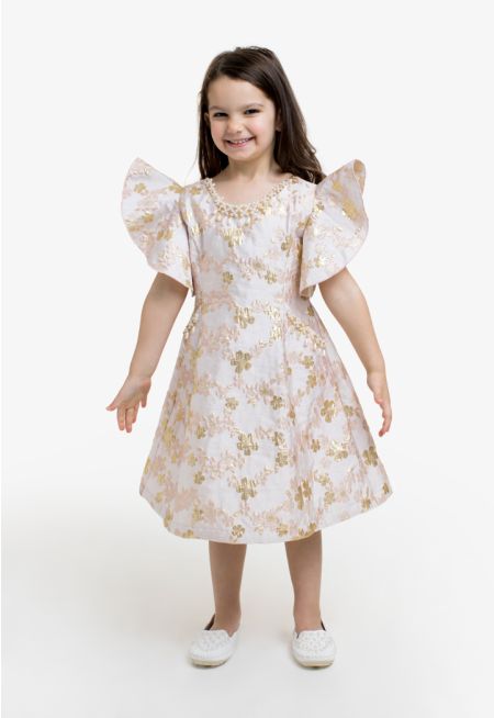 Floral Print Metallic Dress