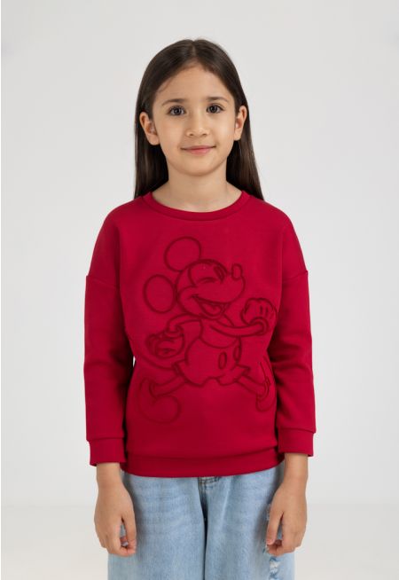 Disney Solid Textured Sweatshirt