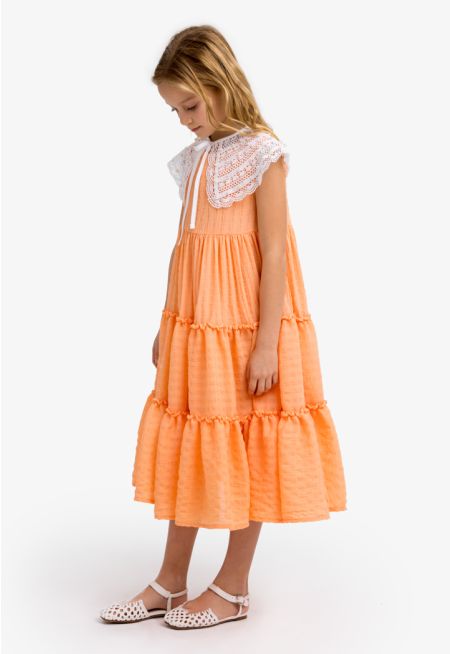 Tiered Lace Pearl Sleeveless Dress