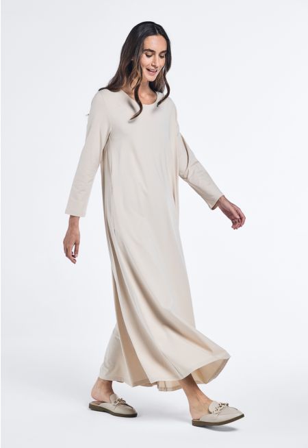 Solid A-Line Maxi Basic Dress