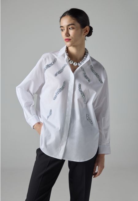 Solid Crystal Embellished Shirt