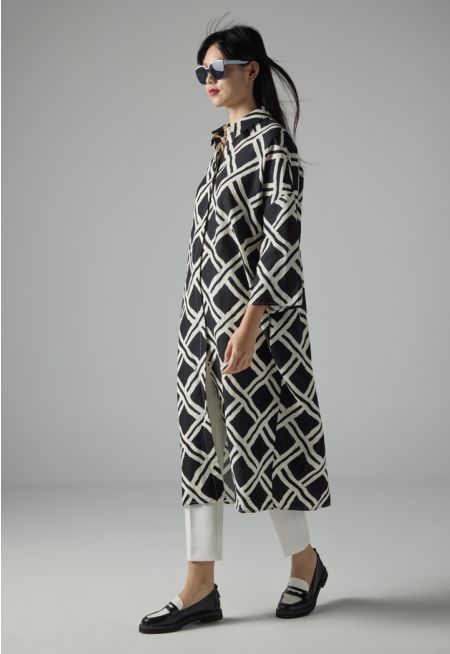 Drop Shoulder Contrast Abaya