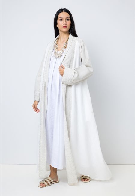 Solid Long Sleeves Maxi Open Abaya 