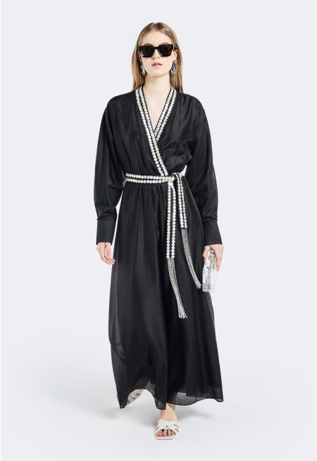 Mother of Pearl Button Embellished Dress- Ramadan Style