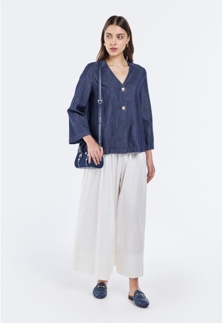 Pintuck Waist Palazzo Trousers