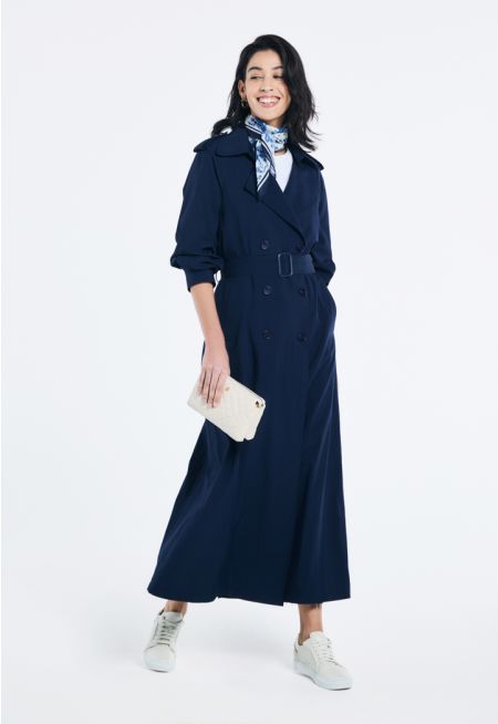 Double Breasted Belted Trench Coat- Ramadan Style