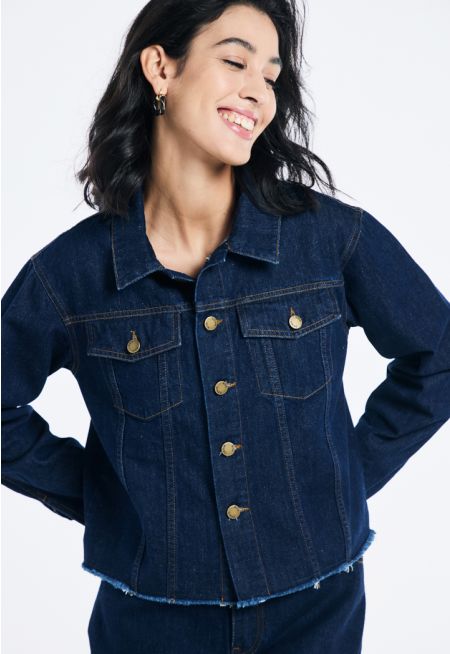 Fringed Hem Denim Jacket