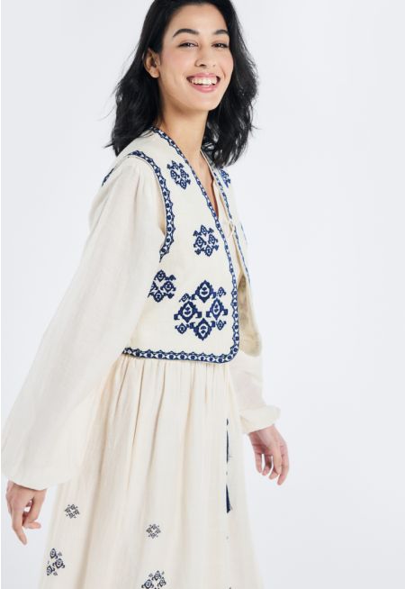 Embroidered Sleeveless Gilet- Ramadan Style