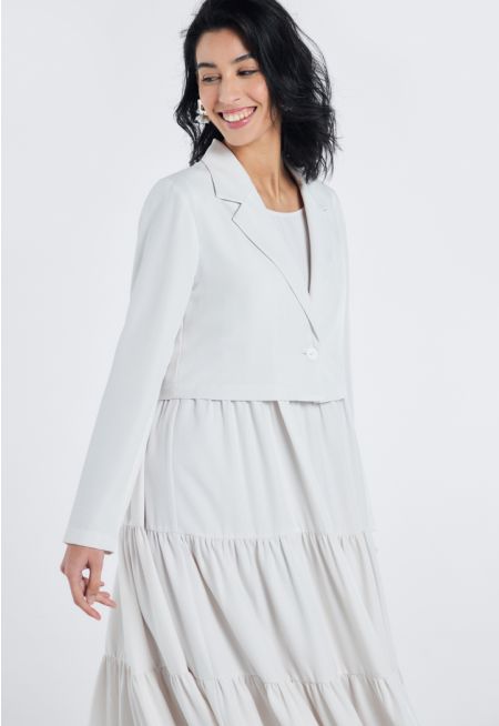 Notched Collar Cropped Jacket- Ramadan Style