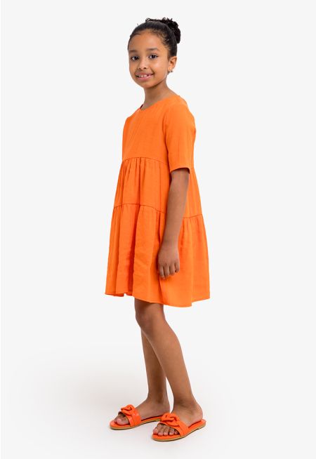 Basic Tiered Short Sleeved Dress
