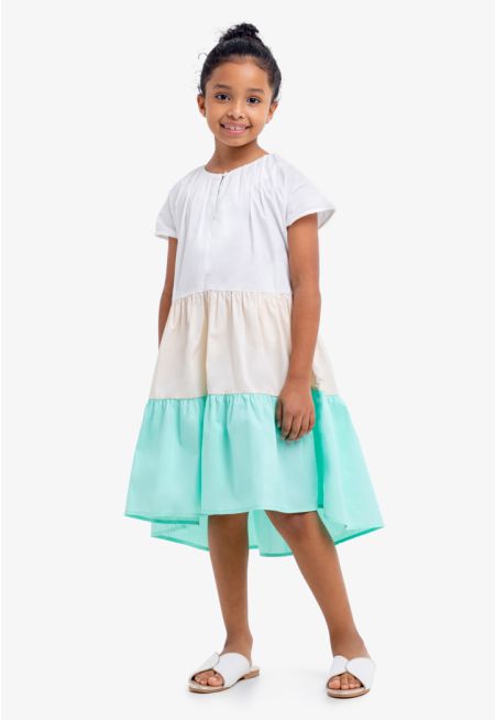 V Neck Maxi Tiered Dress