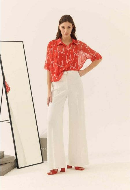 Roman Solid Palazzo Trousers White