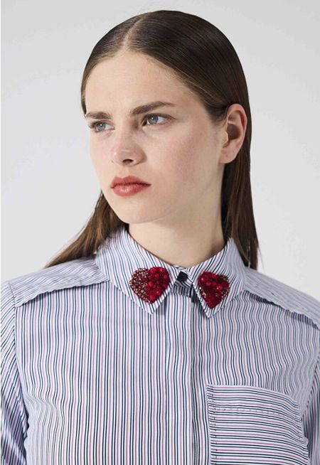Machka - Embroidered Stripe Pattern Shirt