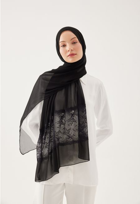 Floral Lace Solid Hijab